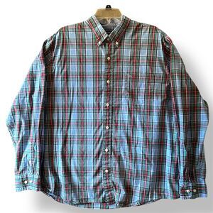 Men’s Preppy Americana Crown & Ivy Plaid Shirt XL Classic Fit Cotton Stretch EUC